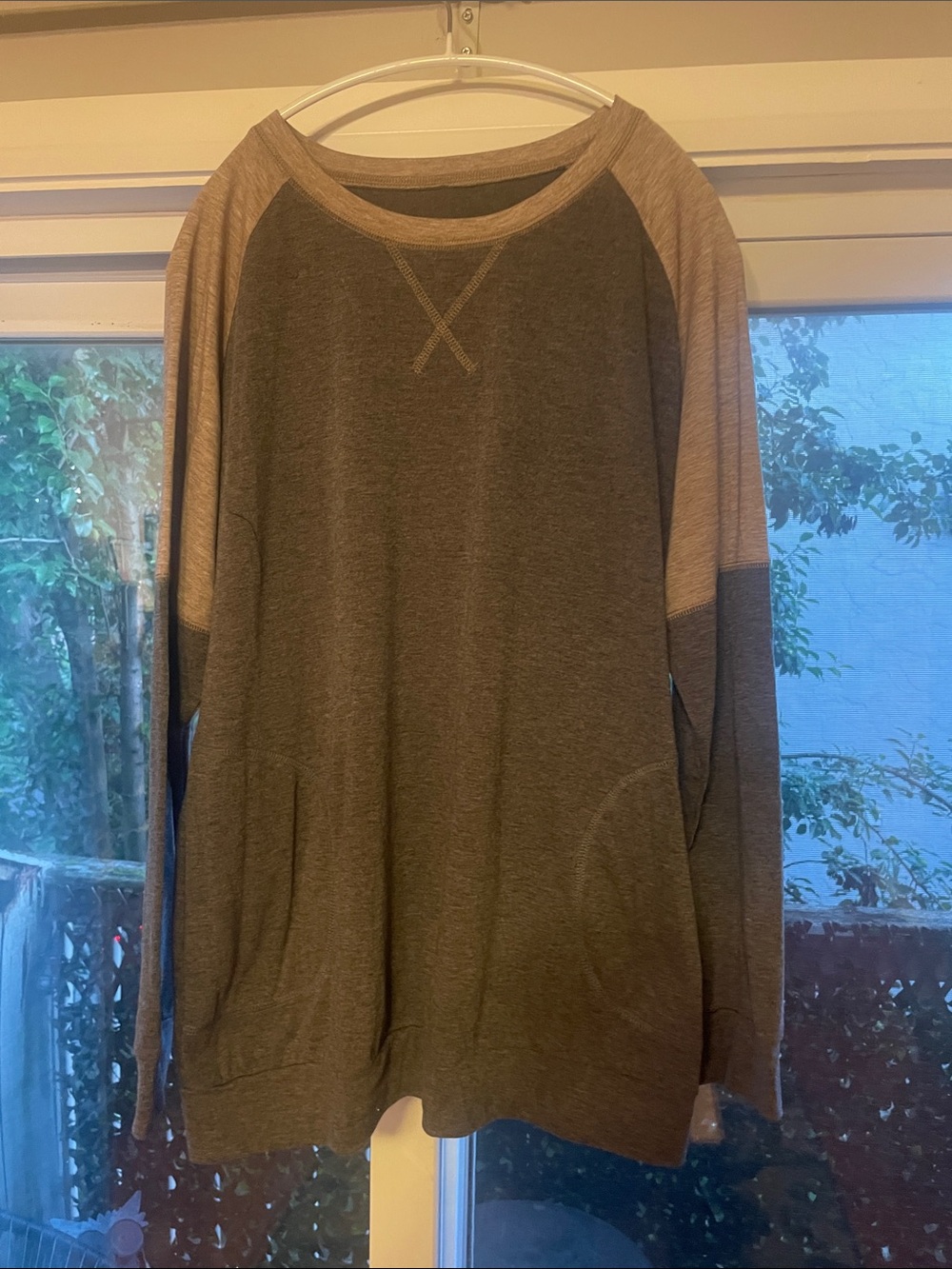 Amazon Women's Two-Tone Long Sleeve Tee - Gray and Tan